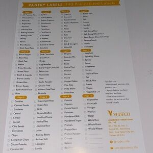 Kitchen Preprinted Pantry Labels /140 pieces / BRAND NEW